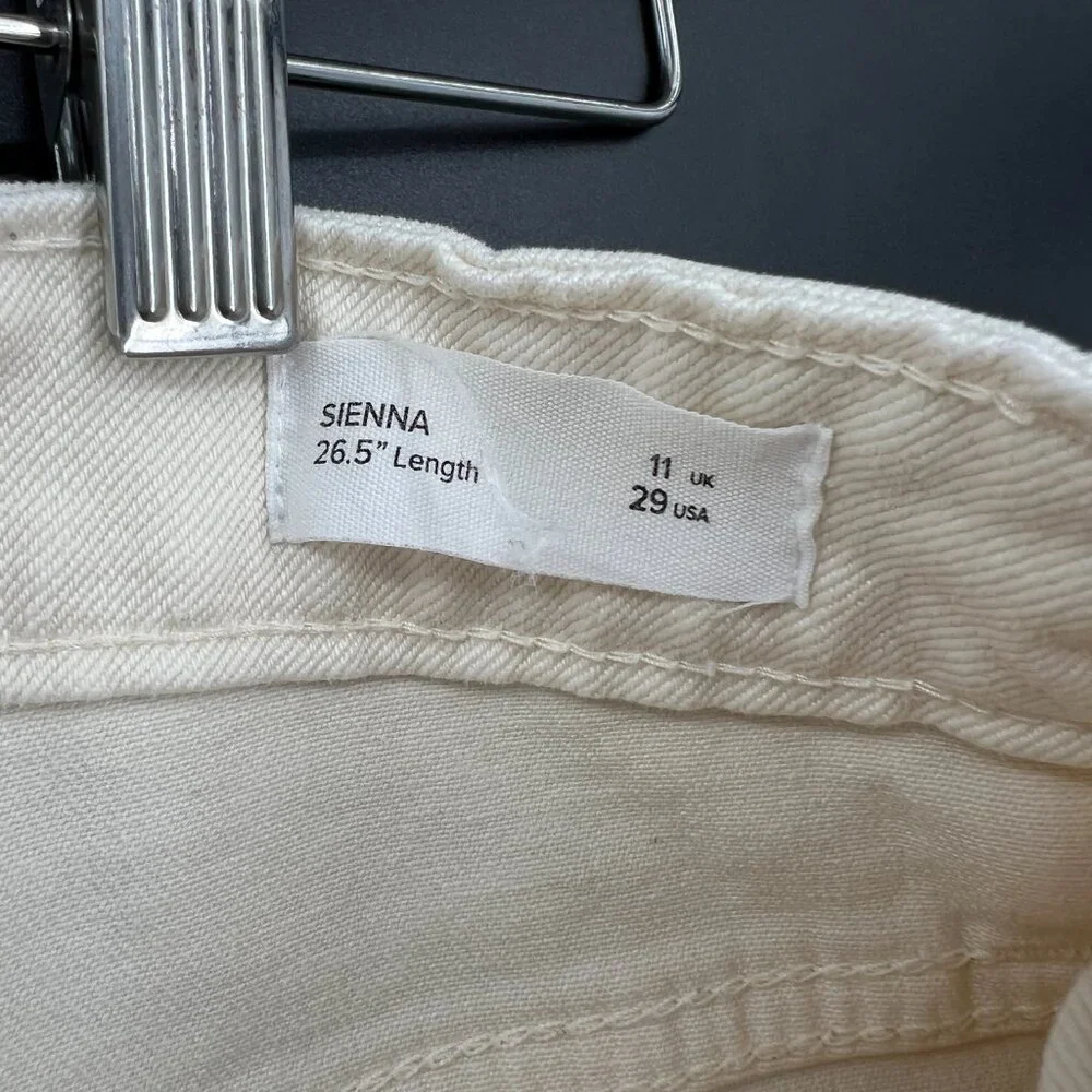 OUTLAND denim high rise waist Sienna button fly wide leg ankle jeans cream 29